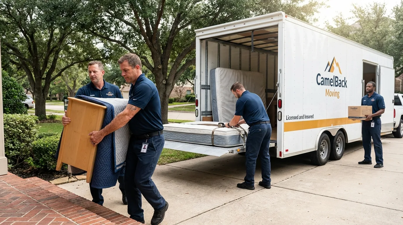 Crew loading residential truck for cross-state move from Christiana, TN