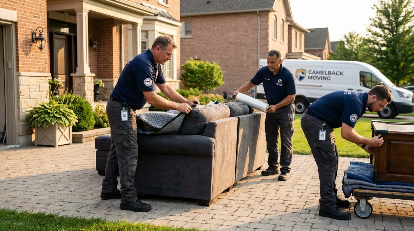 Large estate moving crew wrapping furniture in Christiana, TN